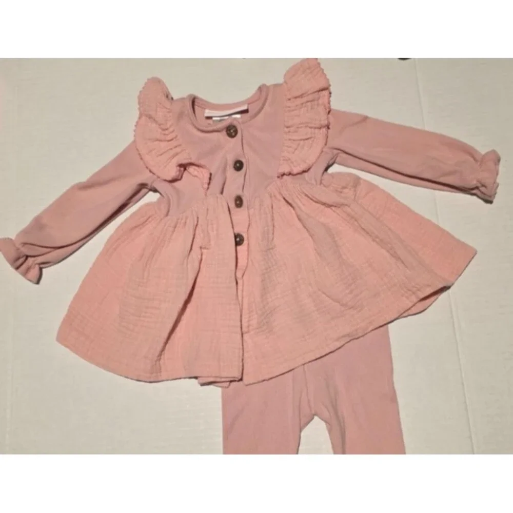 Bonnie Baby Girl's Pink Ruffle Outfit Size 3-6 Months